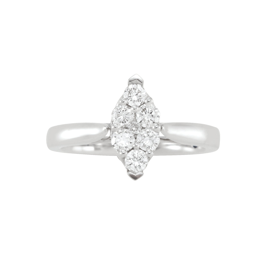 14KW MARQUISE DIAMOND CLUSTER RING