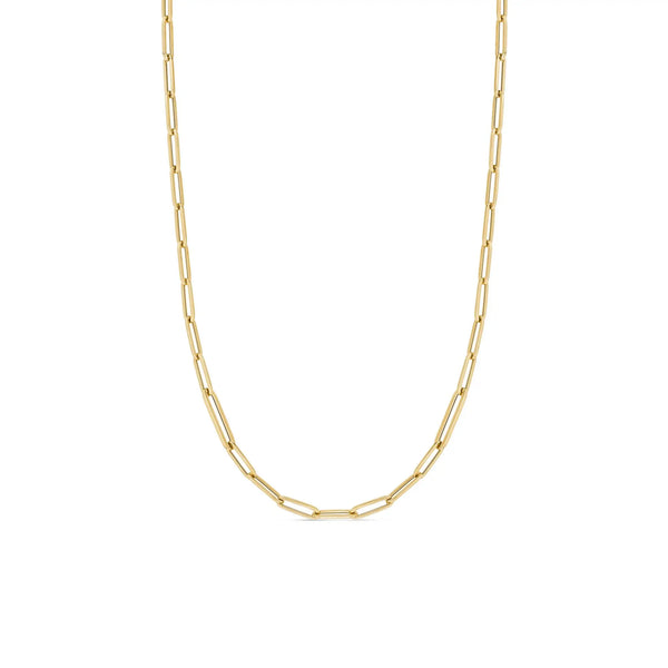 18K Yellow Gold Alternating Size Paperclip Link Chain 17"