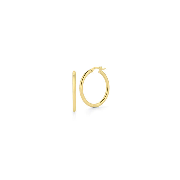 18K Yellow Desginer Gold Small Round Hoop Earrings