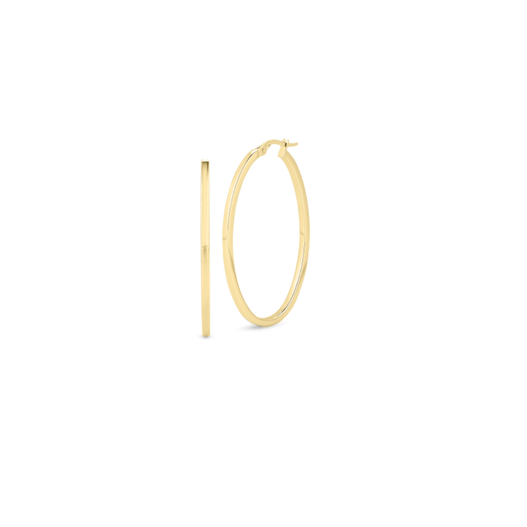 18K Yellow Gold Large Oval Hoop Earrings