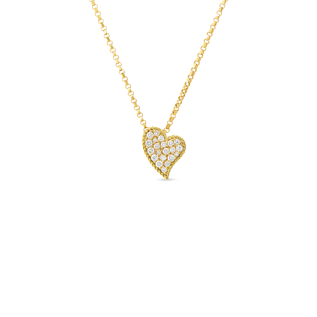 18K Yellow Gold Diamond Heart Necklace