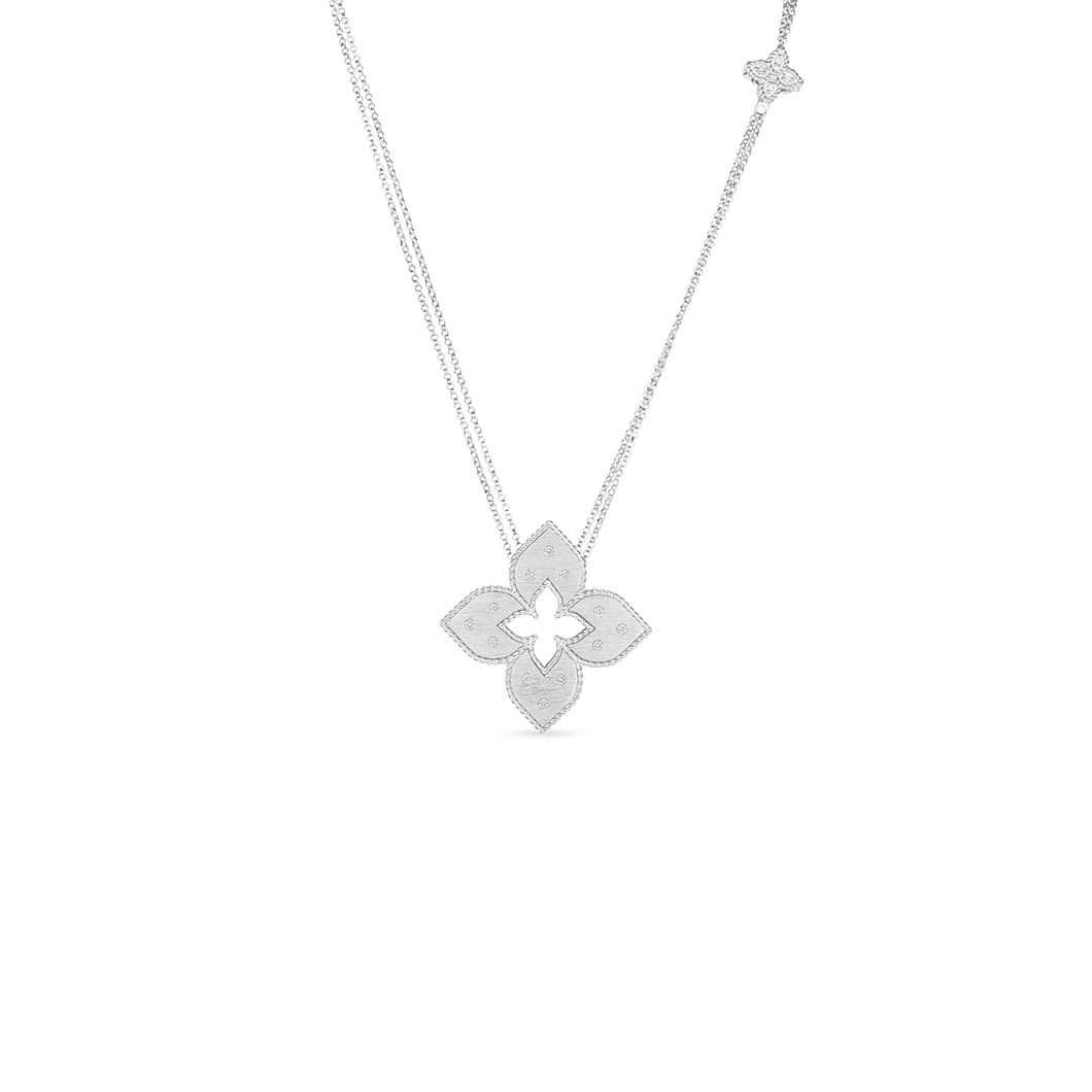 18K White Gold & Diamond Venetian Princess Medium Cut-Out Pendant