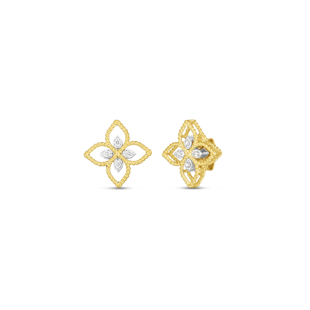 18K Yellow Gold Principessa Small Diamond Stud Earrings