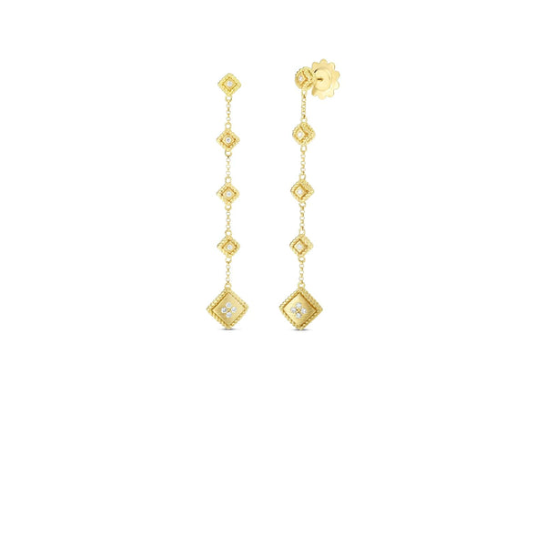 18K Palazzo Ducale Satin 3 Drop Earrings W. Diamond Accent