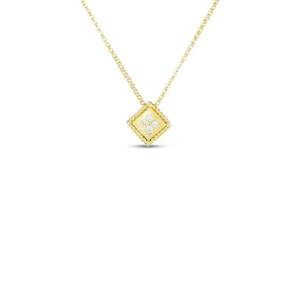18K Yellow Gold Palazzo Ducale Diamond Accent Satin Small Pendant