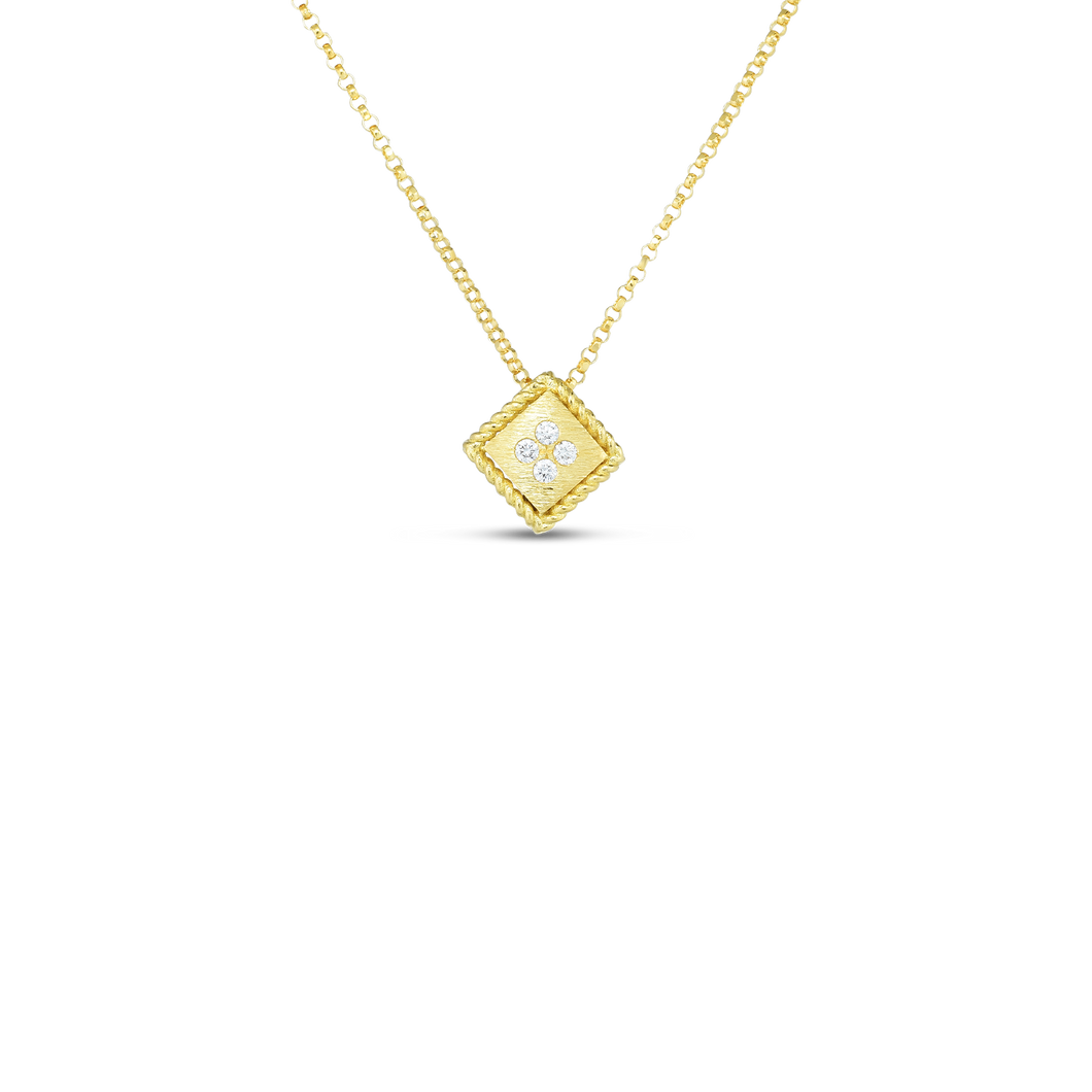 18K Yellow Gold Palazzo Ducale Diamond Accent Satin Small Pendant