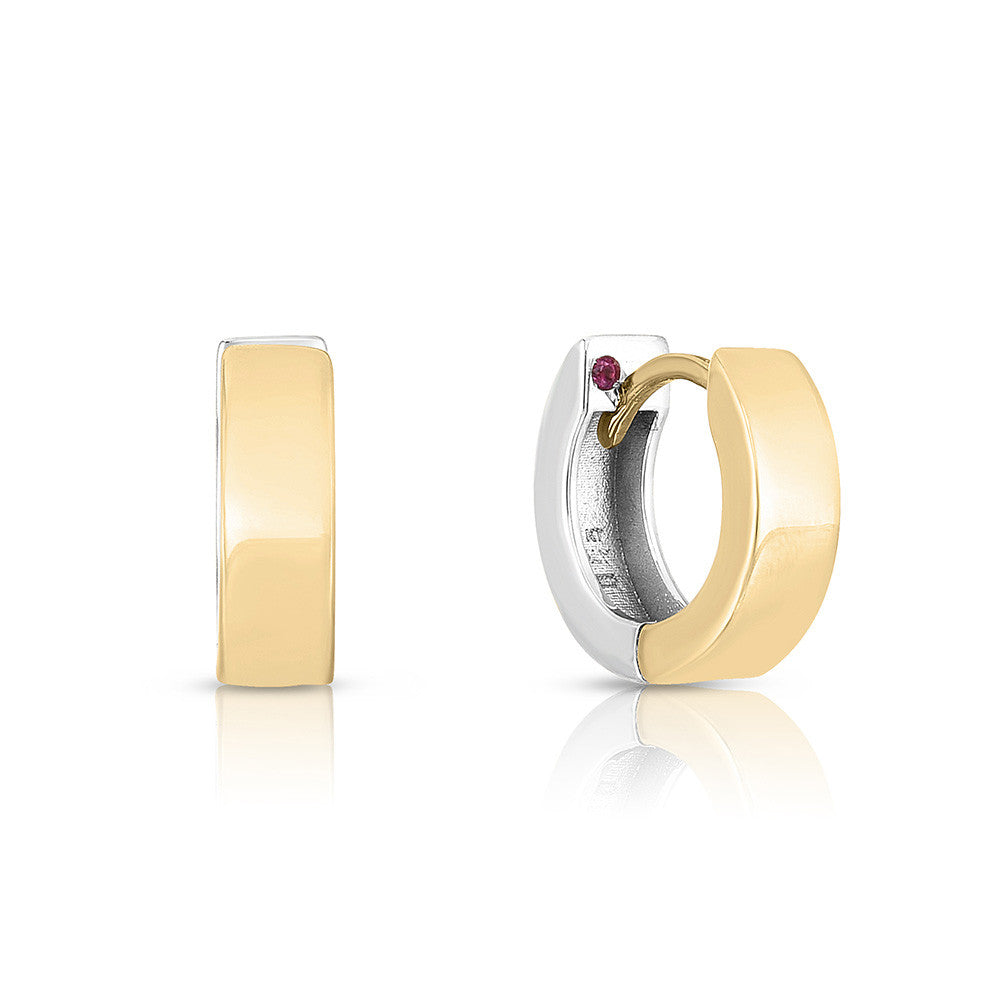 18K Yellow And White Gold Oro Classic Hoop Earrings