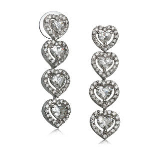18K White Gold Diamond Heart Drop Earrings (2.90 ct. tw.)