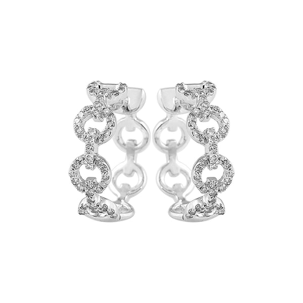 14K White Gold 0.40 CTW Multi-Circle Diamond Hoop Earrings