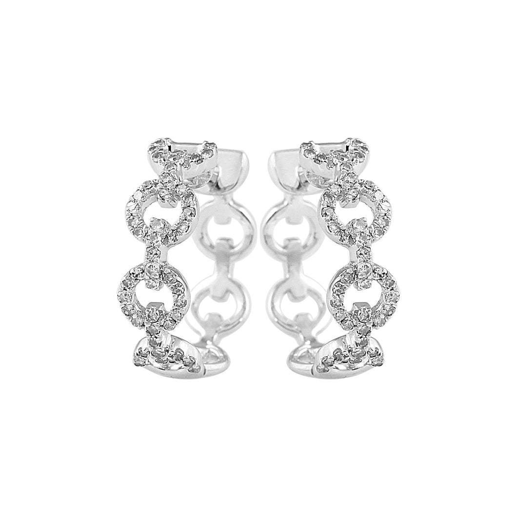 14K White Gold 0.40 CTW Multi-Circle Diamond Hoop Earrings