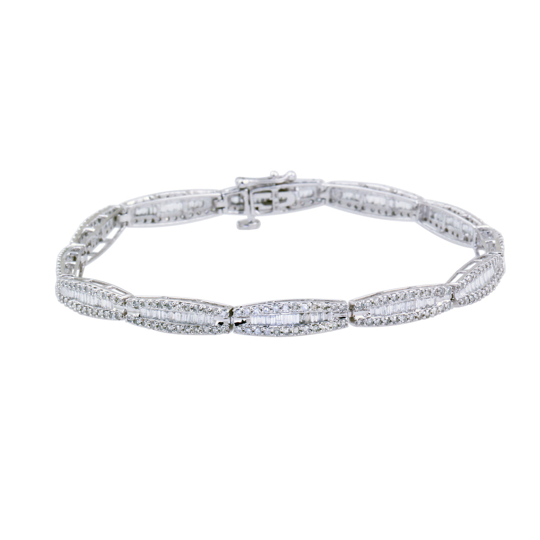 14K White Gold 3.18 CTW Diamond Link Bracelet