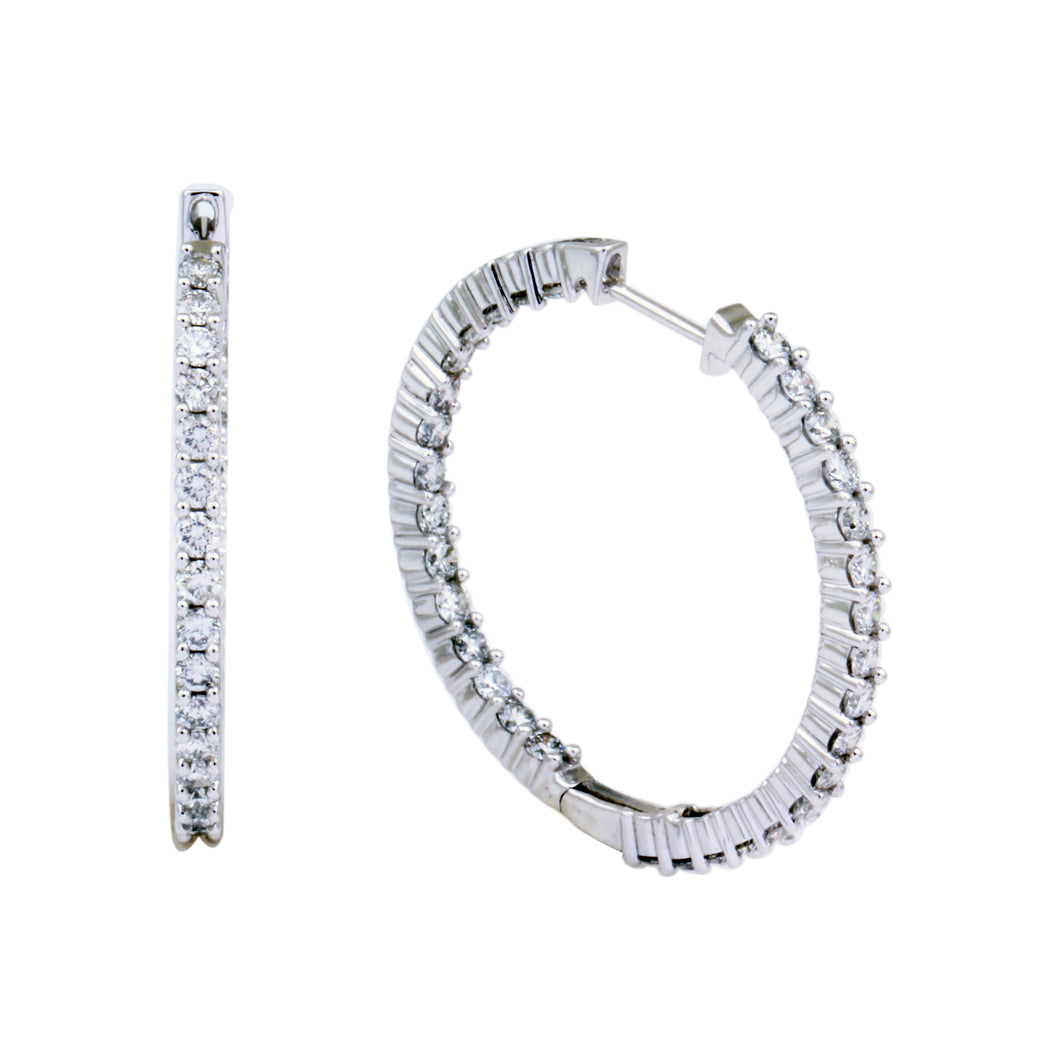 14K Gold 3.00 CTW Diamond In & Out Hoop Earrings