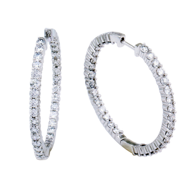 14K Gold 4.00 CTW Diamond In & Out Hoop Earrings