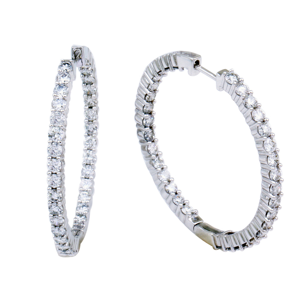 14K Gold 4.00 CTW Diamond In & Out Hoop Earrings