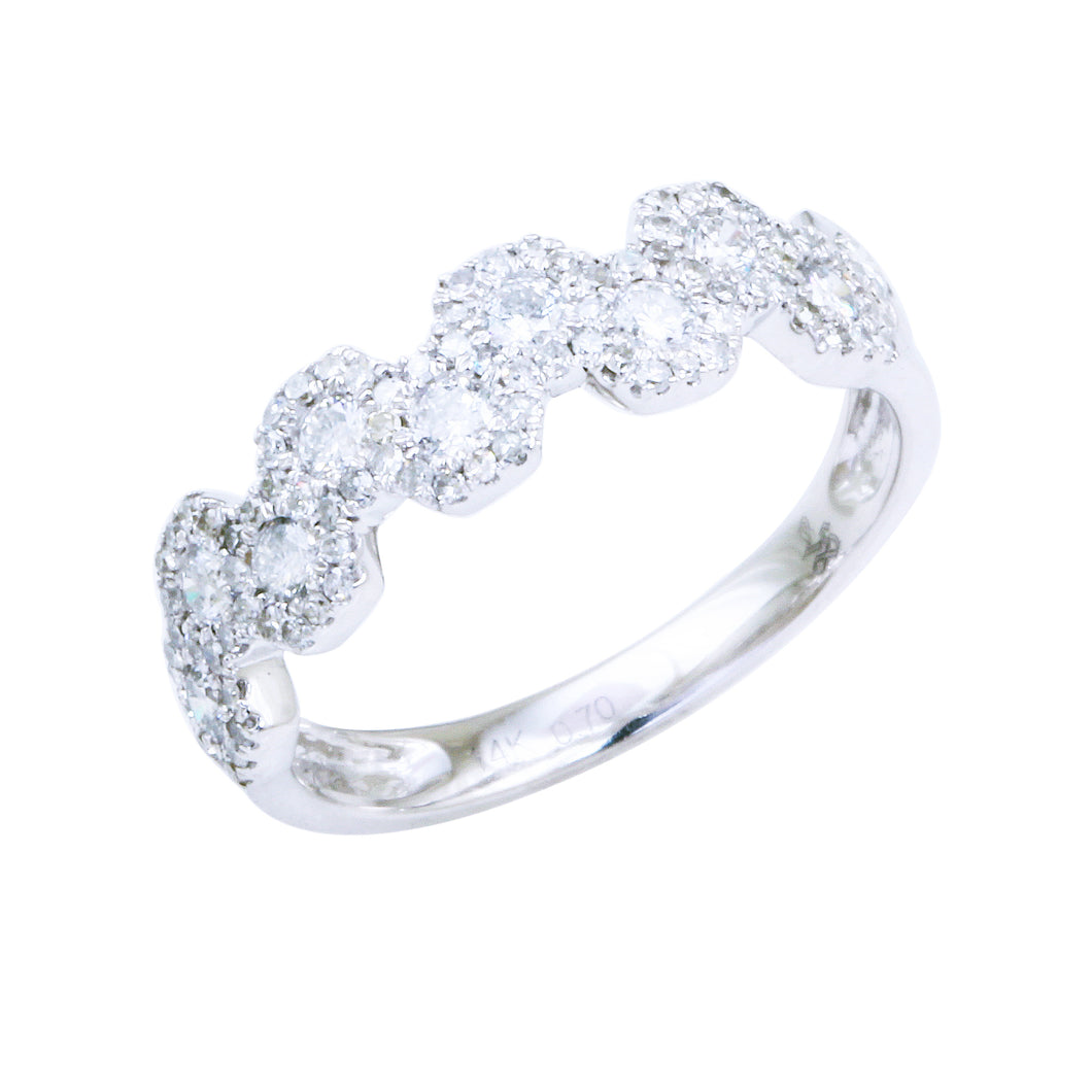 14K White Gold 0.69 CTW Multi-Circle Diamond Band