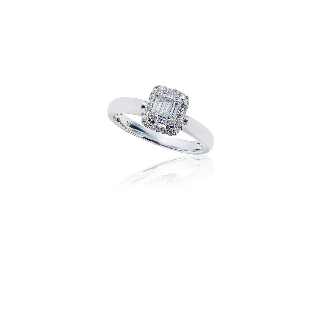 14K White Gold Round and Baguette Diamond Ring (.25 ct. tw.)