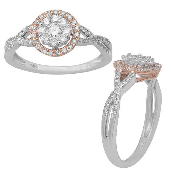 0.50 CTW Cluster Diamond Circle Halo Top Ring