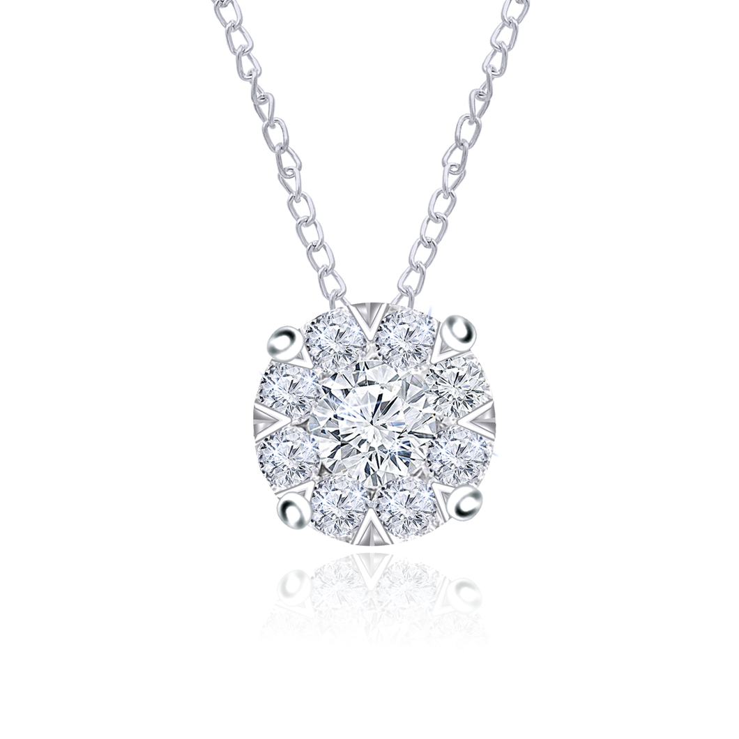 Diamond Cluster Necklace 14k White Gold (1.00 ct. tw.)