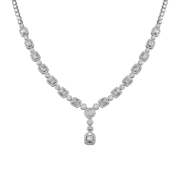 14K White Gold 5.00CTW Diamond Drop Necklace