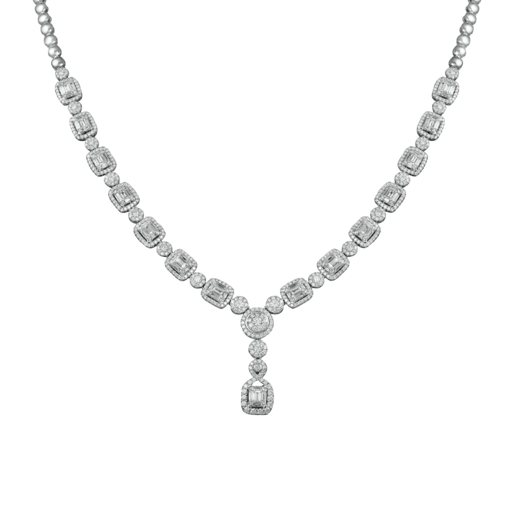 14K White Gold 5.00CTW Diamond Drop Necklace