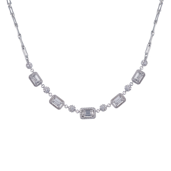 14K White Gold 1.50CTW Diamond Link Necklace