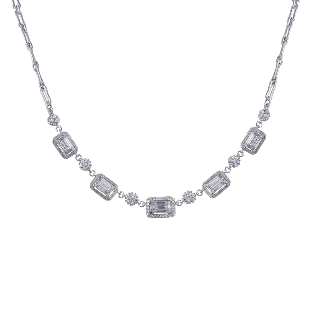 14K White Gold 1.50CTW Diamond Link Necklace