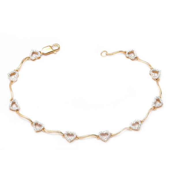 14K Gold 0.50CTW Diamond Heart Link Bracelet