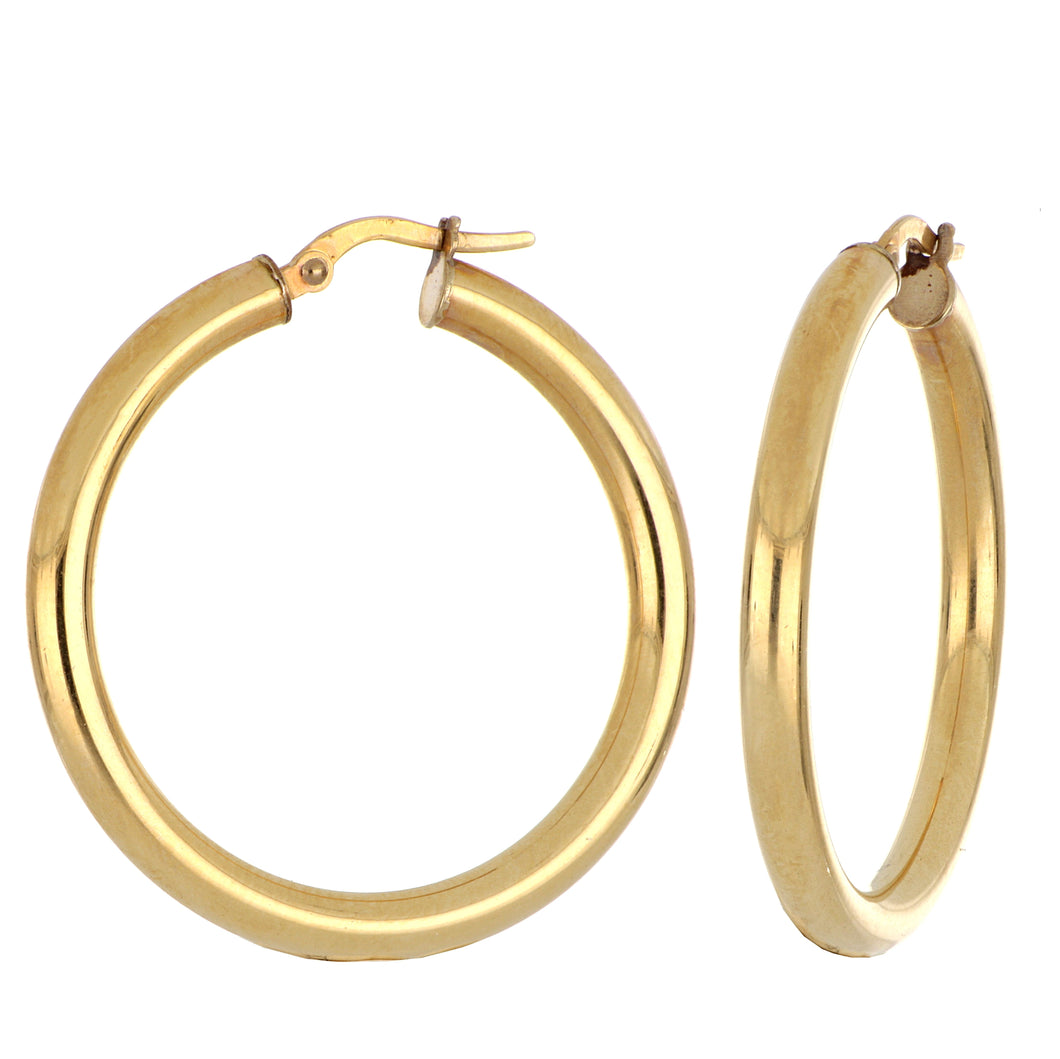 14K Yellow Gold Hoop Earrings 30MM