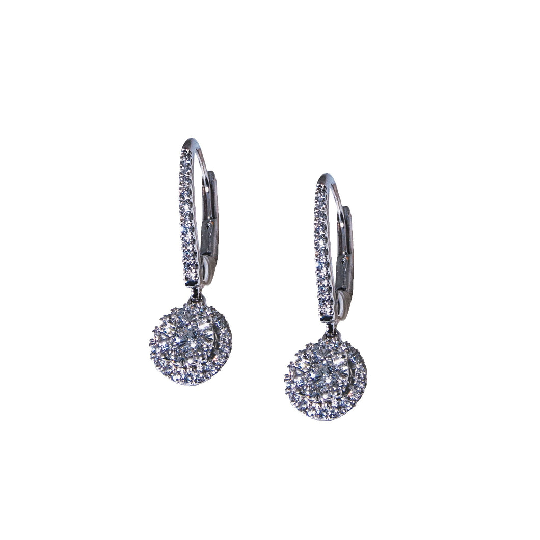 14K White Gold Round Diamond Cluster Drop Earrings (.40 ct. tw.)