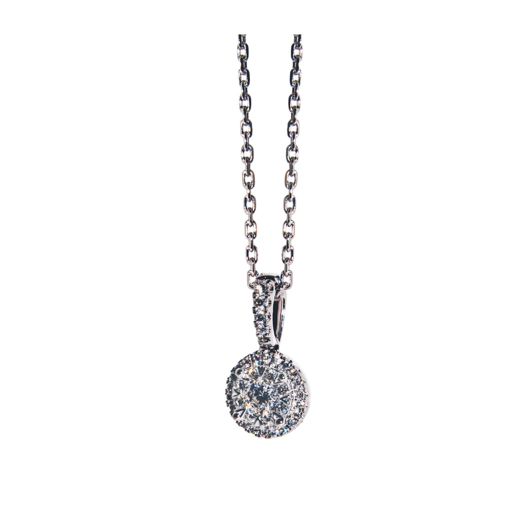 14K White Gold Round Diamond Cluster Drop Pendant (.35 ct. tw.)