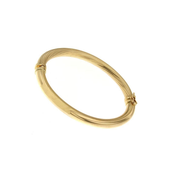 14K Yellow Gold Duel Finish Bangle
