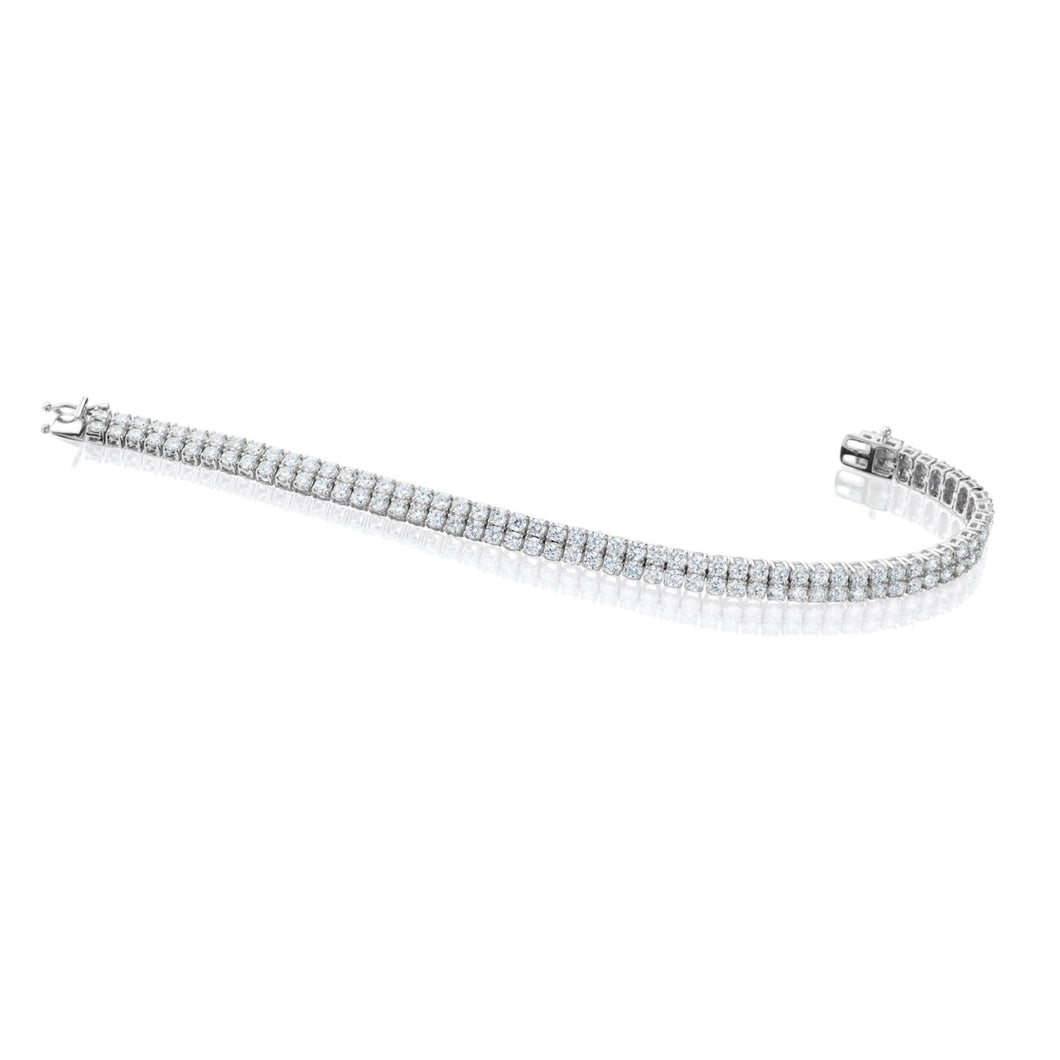 14KT White Gold Double Row Diamond Bracelet 10.00 CTW