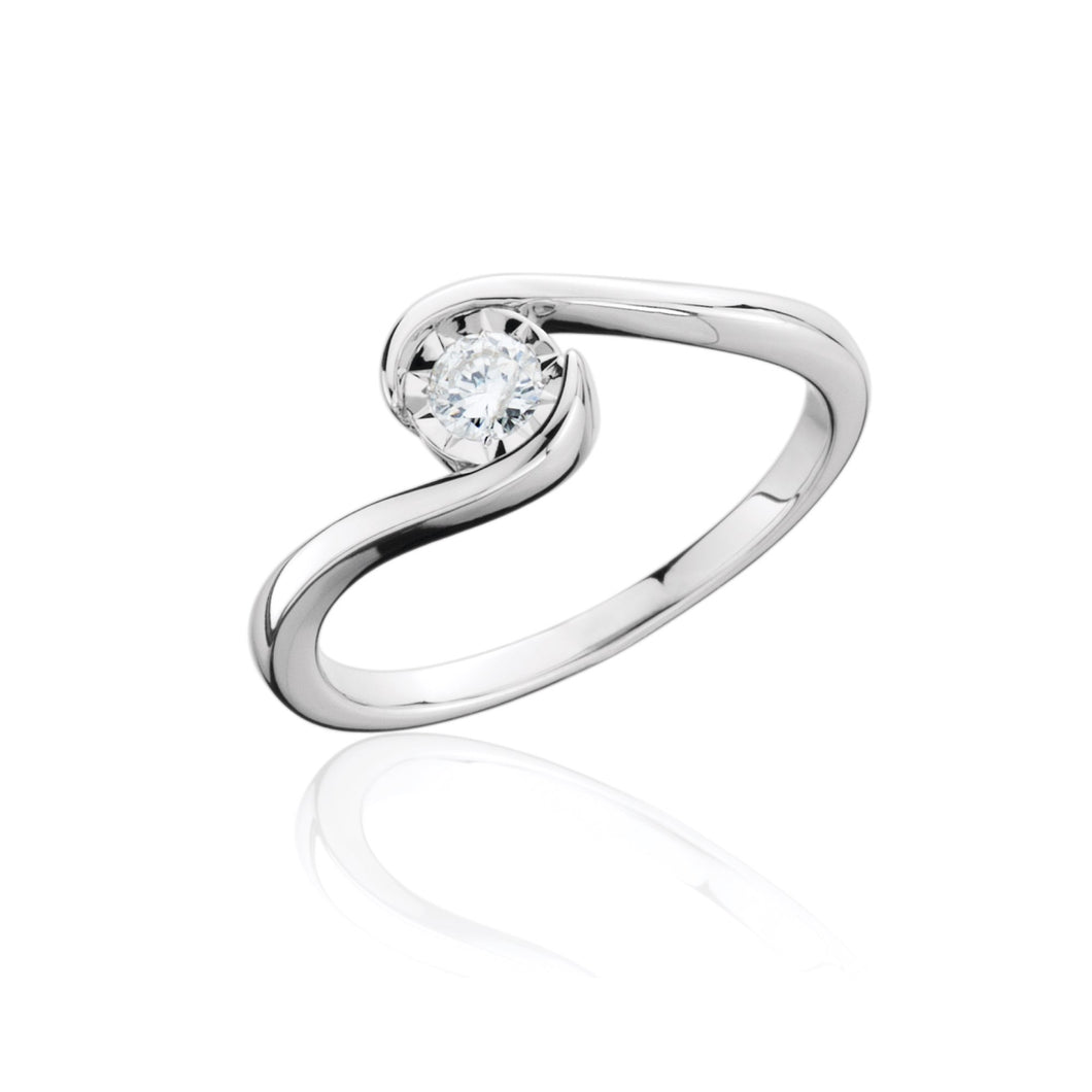 14K White Gold Diamond Swirl Ring