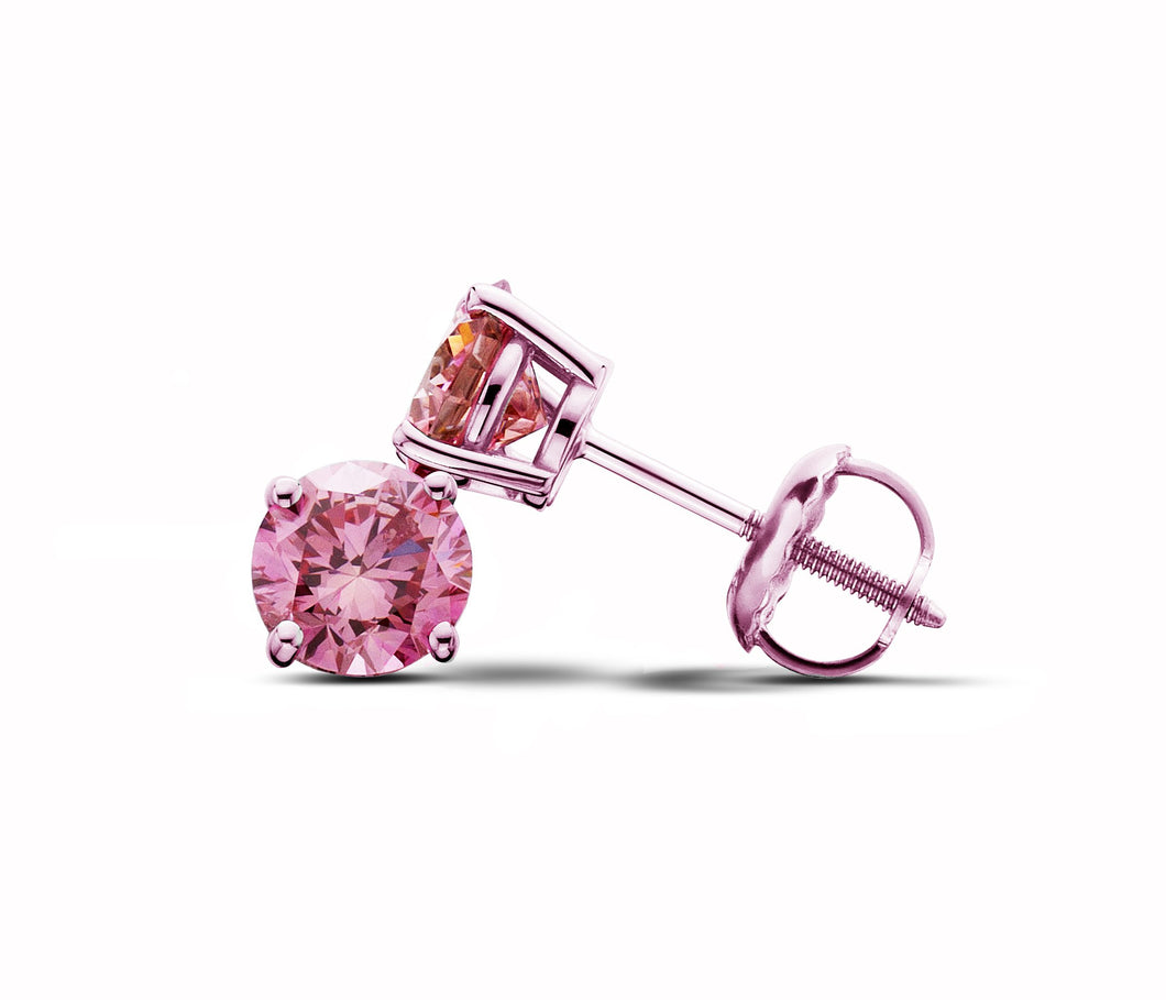 Pink Lab-Created Diamond Stud Earrings in 14K Rose Gold