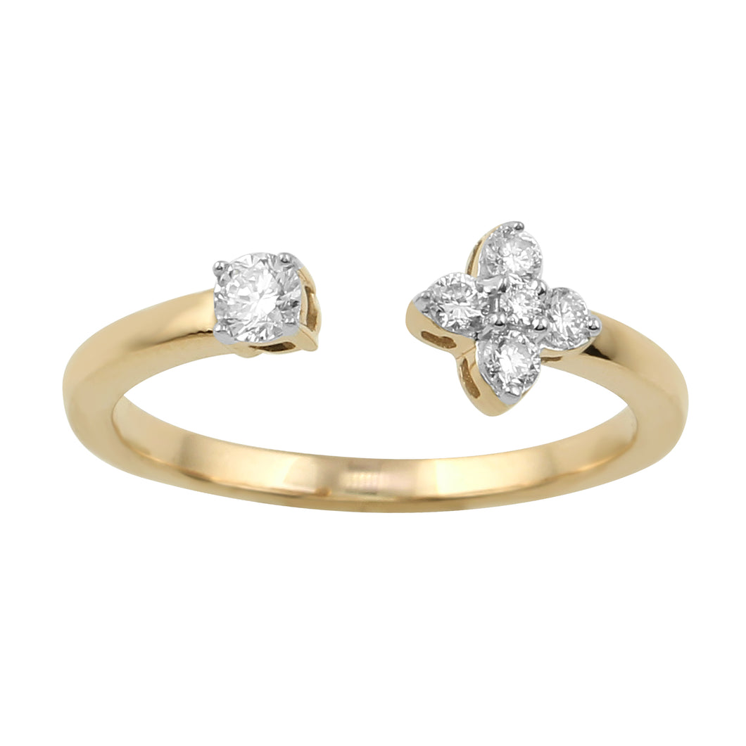 0.25 ctw. Lab-Created Diamond Cuff Ring in 14K Yellow Gold