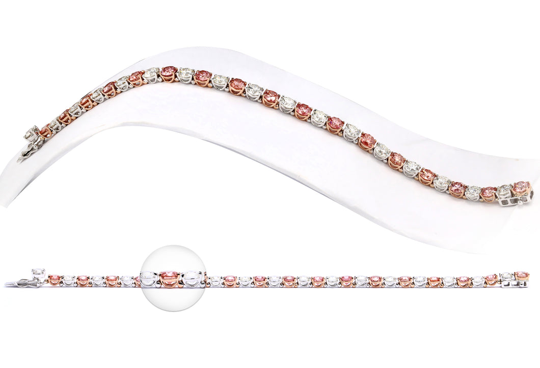 18.80CTTW Pink and White Lab-Created Diamond Tennis Bracelet in 14K White & Rose Gold