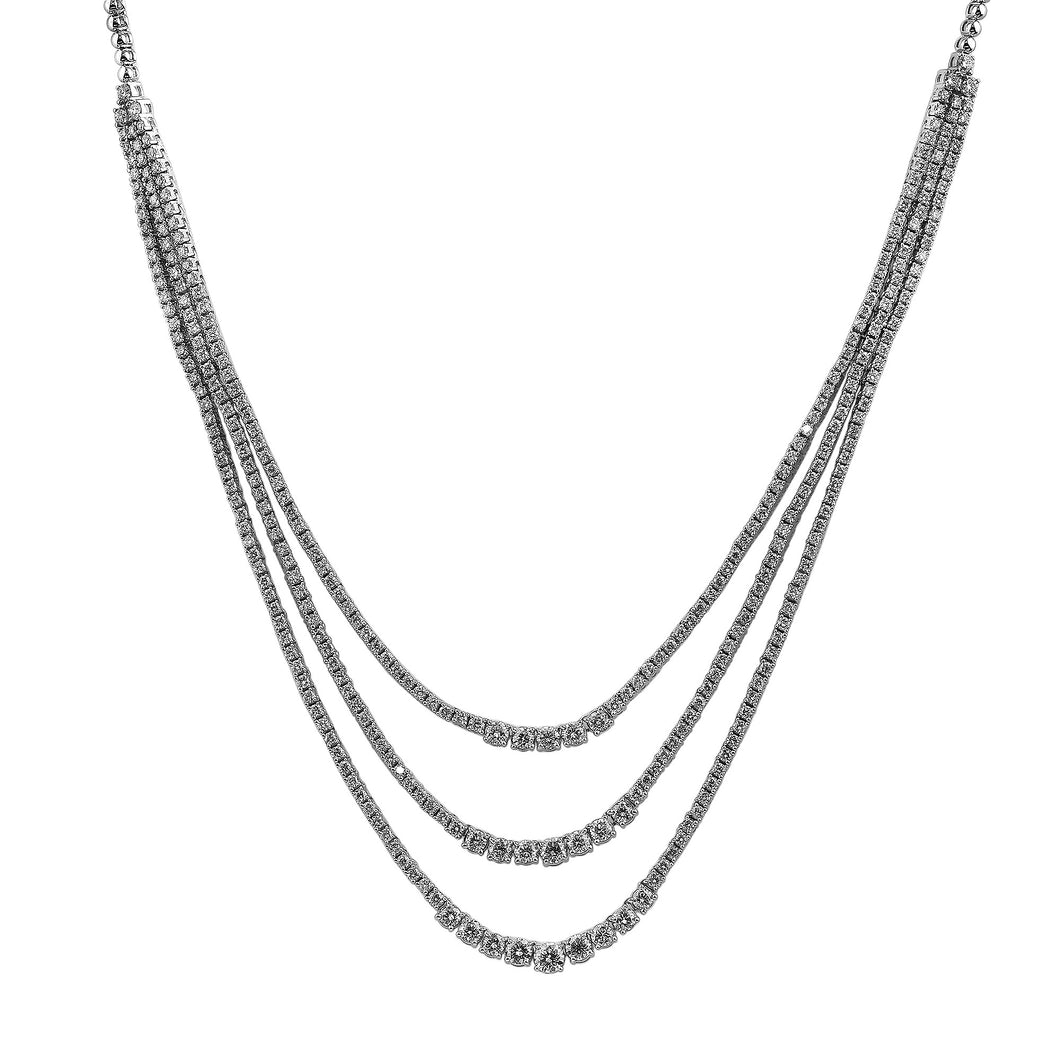 12.00CT TW Lab-Created Diamond Triple Row Necklace in 14K White Gold