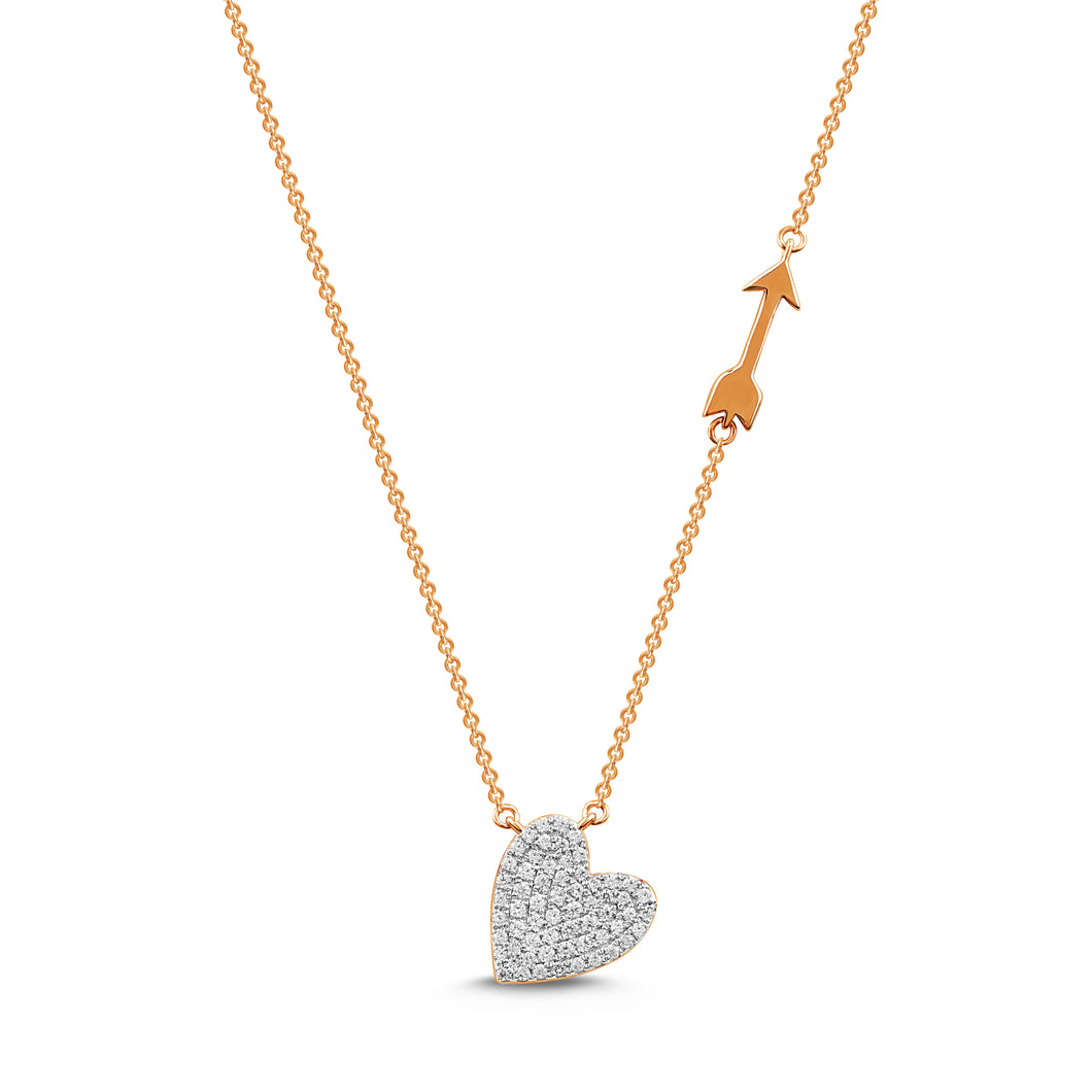 14K Rose Gold 0.35CTW Slanted Diamond Heart with Arrow