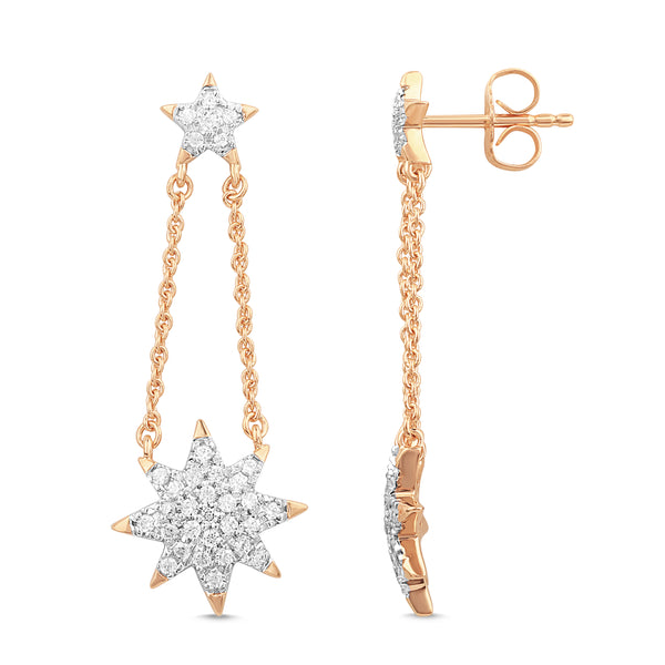 14K Gold 0.40CTW Diamond Star Drop Earrings