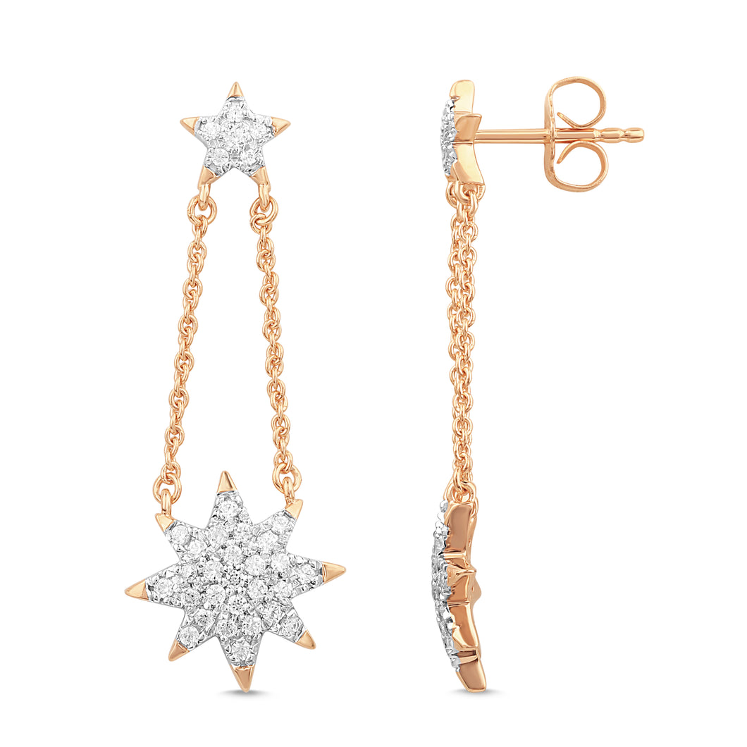 14K Gold 0.40CTW Diamond Star Drop Earrings