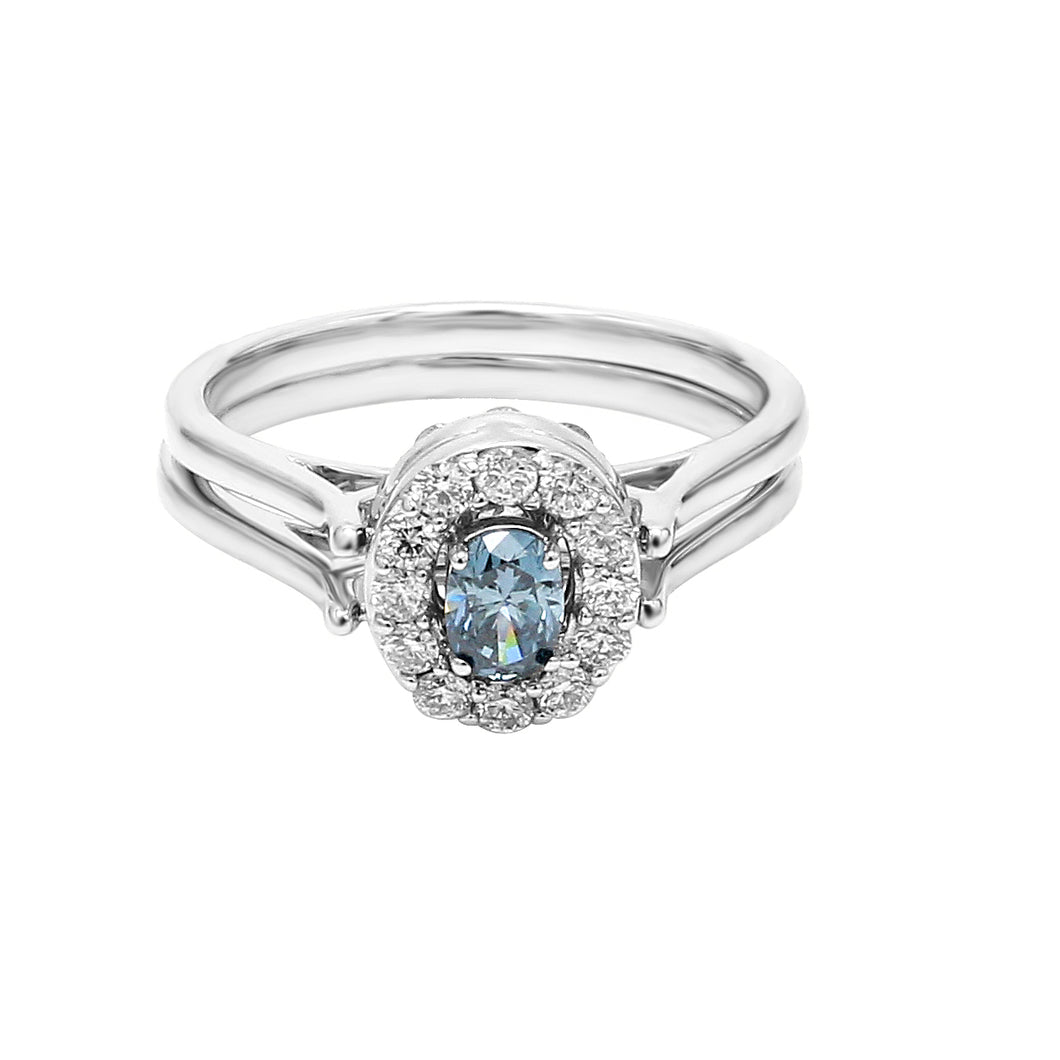 1.00 ctw. Lab-Created Blue & White Diamond Reversible Ring in 14K White Gold