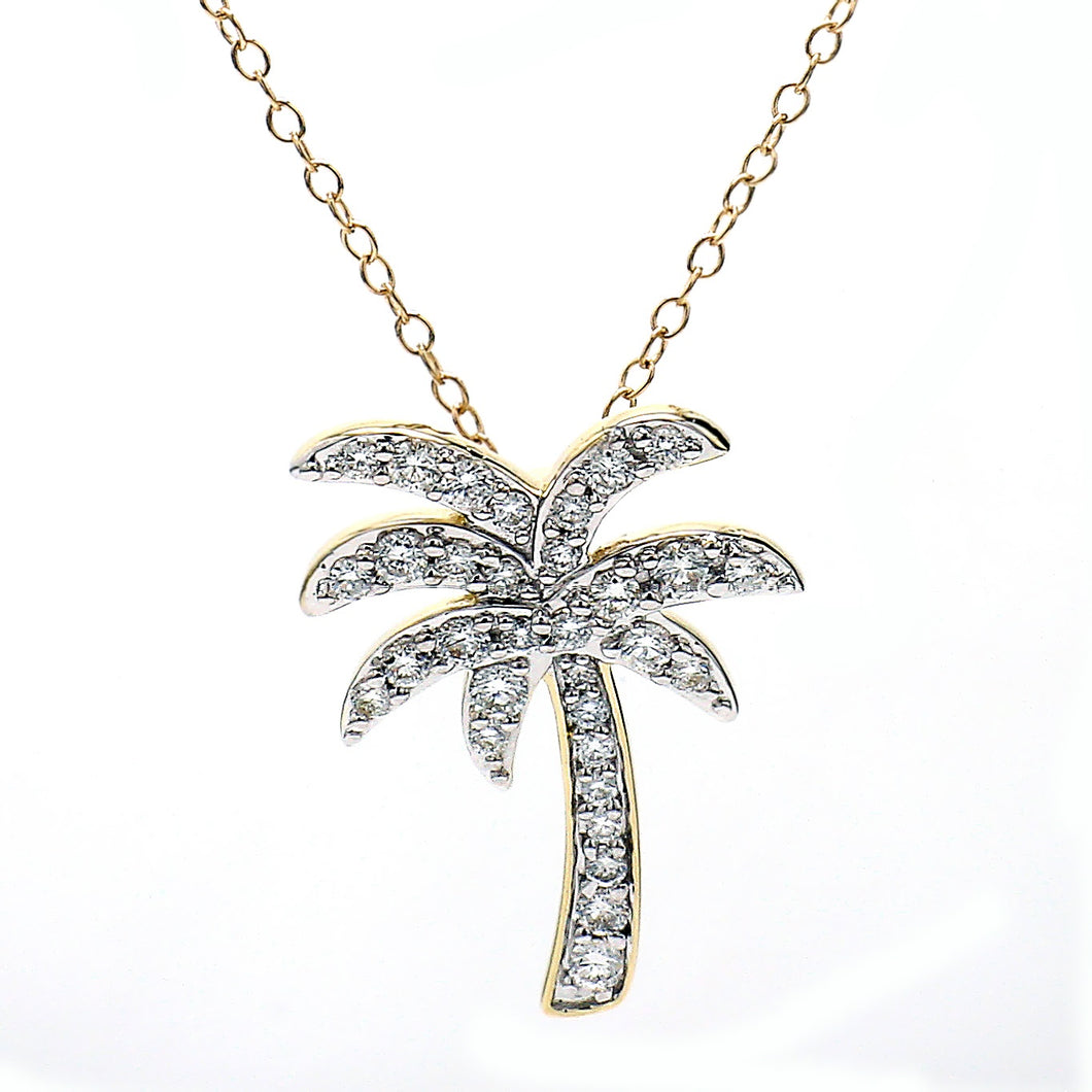 0.50CTW Lab-Created Diamond Palm Tree Pendant in 14K Yellow Gold in 14K Yellow Gold