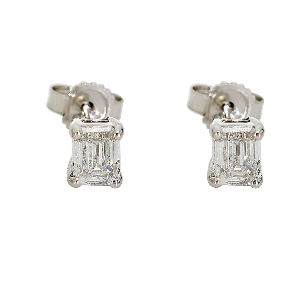 0.75CT.TW Emerald Cut Lab-Created Diamond Earrings in 14K White Gold