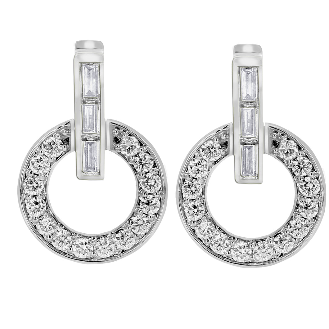 2.50 ctw. Lab-Created Diamond Circle Drop Earrings in 14K White Gold