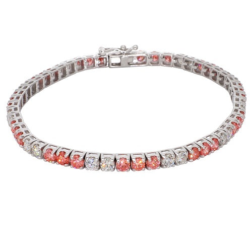 7.00 CT.TW Pink & White Lab-Created Diamond Bracelet in 14K White Gold