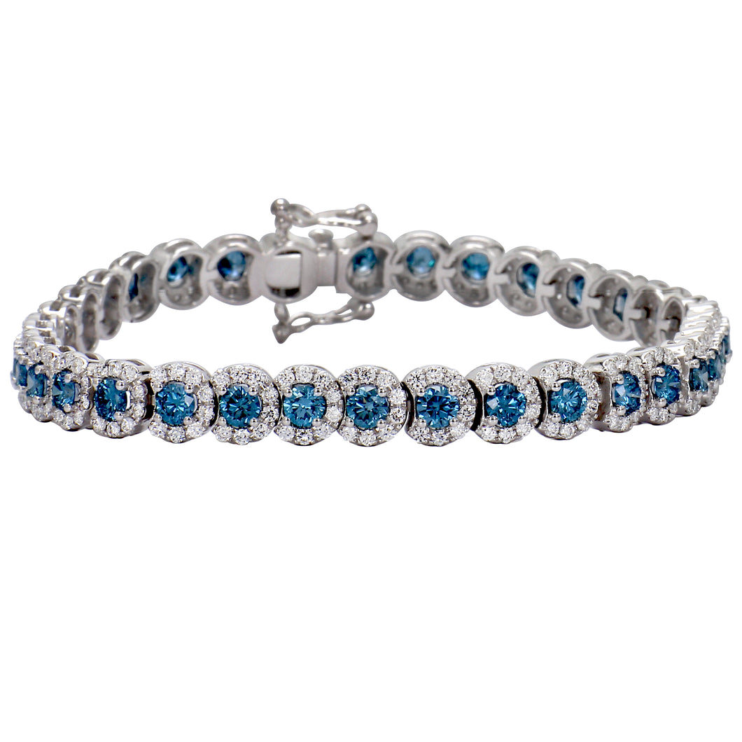 7.50 ctw. Blue & White Lab-Created Diamond Bracelet in 14K White Gold
