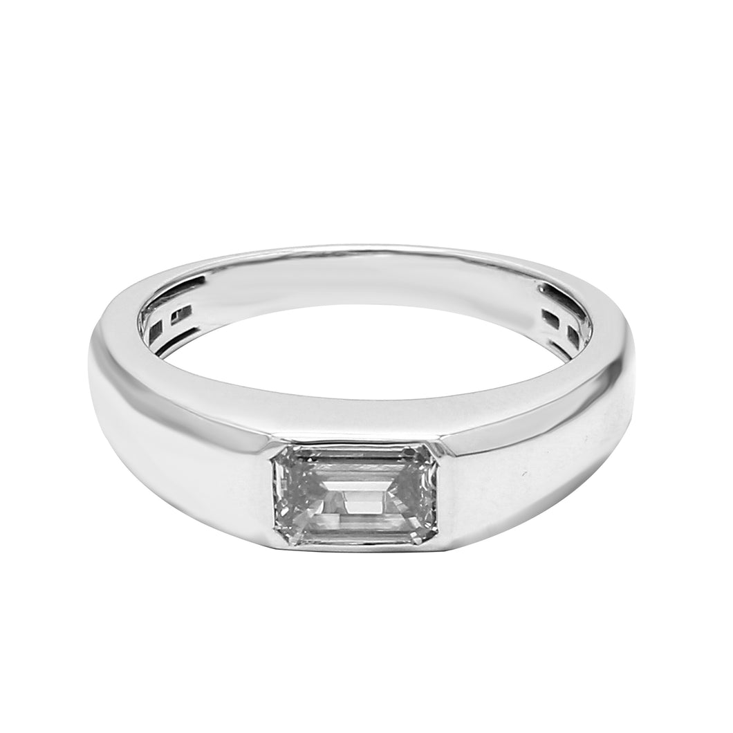 1.00 CT.TW Mens Emerald Cut Lab-Created Diamond Ring in 14K White Gold