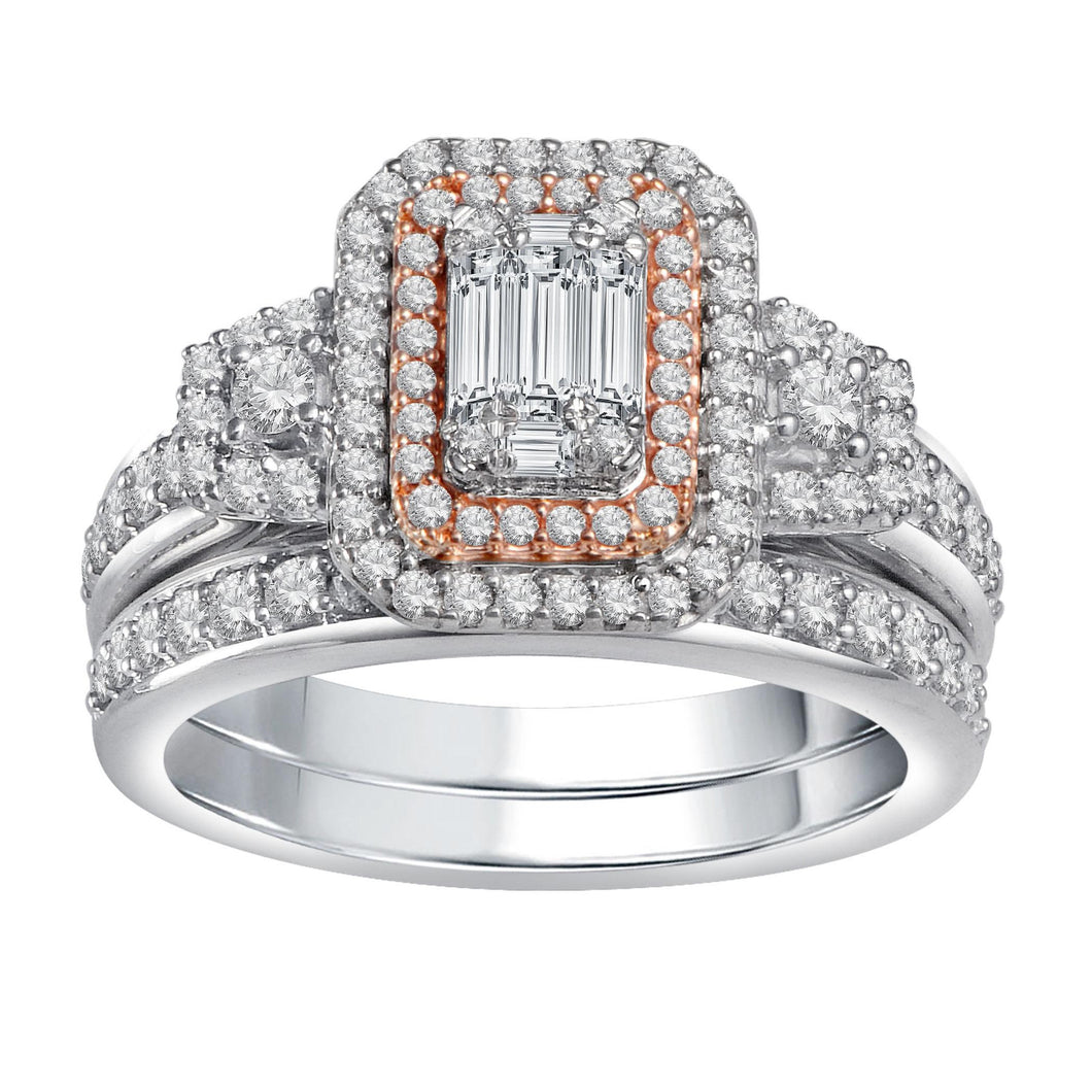 Emerald Cut Bridal Set Diamond Ring 14k White Gold (1 ct. tw.)