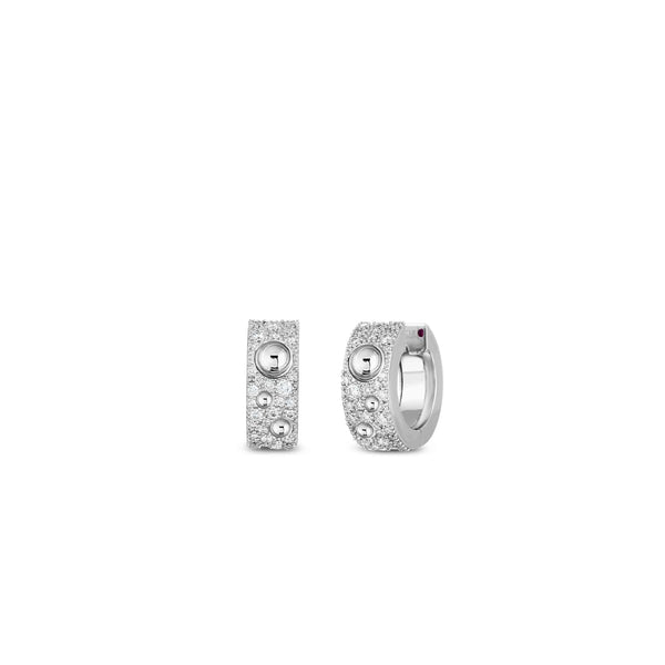 18K Gold & Pave Diamond Pois Moi Luna Small Hoop Earring
