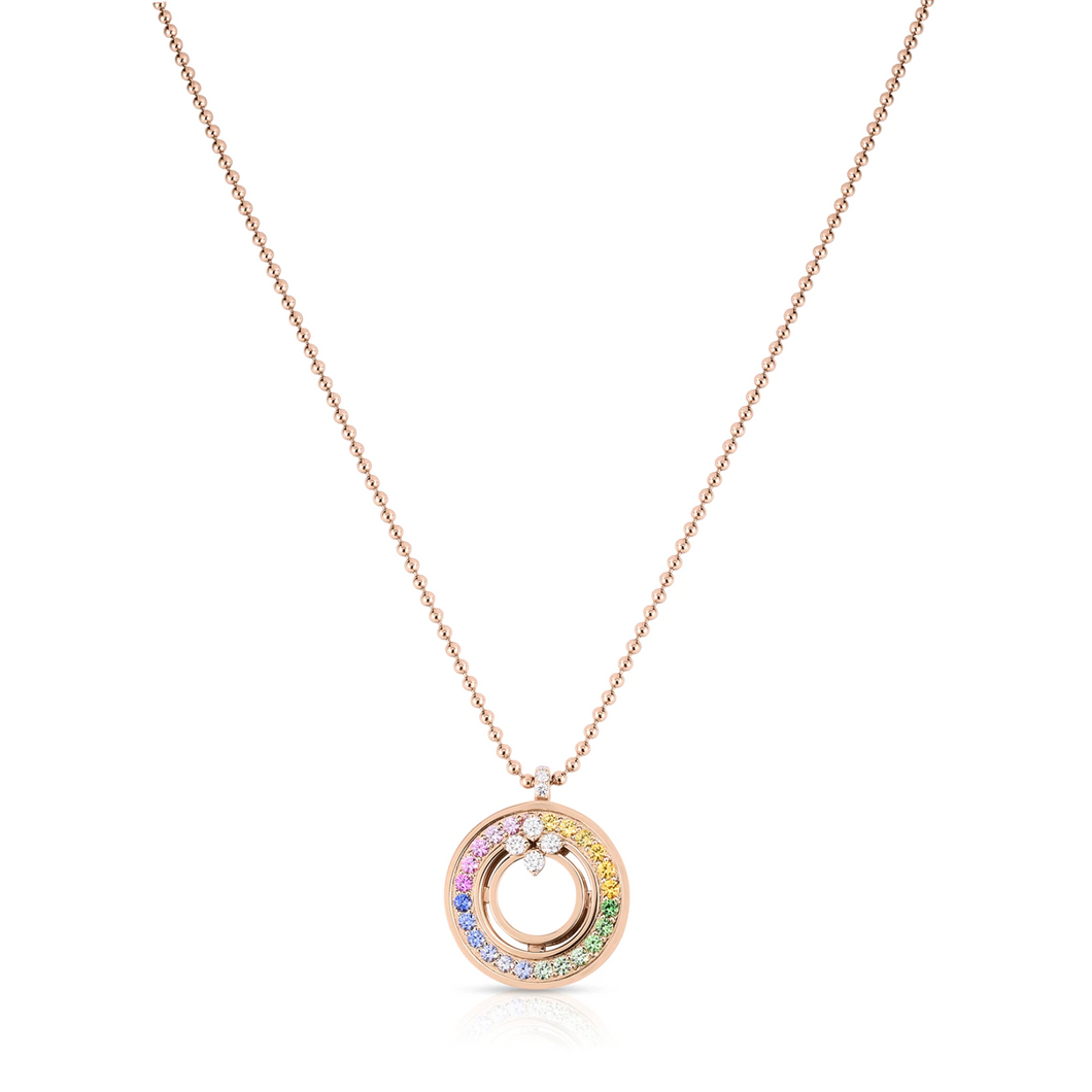 18KT Rose Gold Love in Verona Rainbow Necklace